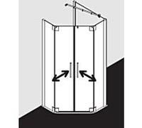 Kermi Pasa XP cabine de douche pentagonale porte battante PXF43090181UK 90x90x185cm, argent mat brillant, ESG SR Opaco