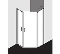 Kermi Cabine de douche pentagonale Pega PE45L09020VPK 90x90x200cm, argent brillant, verre de sécurité trempé clair, gauche