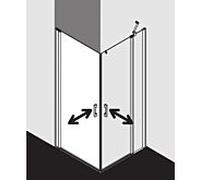 Kermi Pega demi-entrée d'angle pour porte battante PE1EL10320VAK 103x200cm, argent brillant, TSG clair, gauche, sur zone de douche