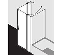 Kermi Pega demi-entrée d'angle porte battante 2 pcs. PEEPL07520VYK 75x200cm, verre de sécurité trempé brillant argenté SR Opaco Clean, gauche, sur receveur de douche