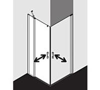Kermi Pega demi-entrée d'angle porte battante 2 pcs. PEEPL08020VPK 80x200cm, argent brillant, verre de sécurité trempé clair, gauche, sur receveur de douche