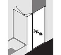Kermi Pega porte battante 2000 -swing avec panneau fixe PE1OR10018VUK 100x185cm, verre de sécurité trempé argent brillant SR Opaco, à droite, sur receveur de douche
