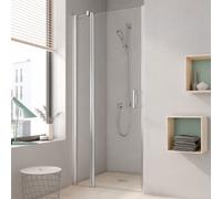Kermi Pega porte battante 2000 -swing avec panneau fixe PE1GL08518VPK 85x185, argent brillant, verre de sécurité trempé clair, gauche