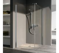 Kermi Pega fait la navette. 2000 -fl., bas du plancher avec champs fixes PE1KL10020VAK 100x200cm, argent brillant, TSG clair, gauche, sur receveur de douche