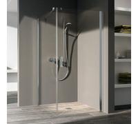 Kermi Pega fait la navette. 2000 -fl., bas du plancher à champs fixes PE1KR07520VAK 75x200cm, argent brillant, verre de sécurité trempé, à droite, sur receveur de douche