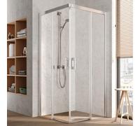 Kermi Pega porte d' Pega Kermi coulissante 2 pièces sans sol PEC2R09020VAK 90x200cm, argent brillant, verre de sécurité trempé, à droite, sur receveur de douche