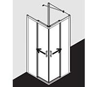Kermi Pega porte d' Pega Kermi coulissante 2 pièces sans sol PEC2L12018VYK 120x185cm, verre de sécurité trempé brillant argenté SR Opaco Clean, gauche, sur receveur de douche