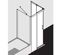 Kermi porte d'entrée coulissante d'angle Pega 2 pièces sans sol PEC2R10018VAK 100x185cm, argent brillant, verre de sécurité trempé, à droite, sur receveur de douche