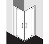 Kermi porte battante d' Pasa XP avec panneau fixe PXEPL078201UK 78x200cm, argenté brillant mat, TSG SR Opaco, demi-partie gauche, sur la zone de douche