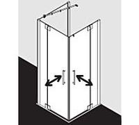 Kermi porte battante d'entrée d' Pasa XP avec panneau fixe PXEPL10320VPK 103x200cm, argent brillant, verre de sécurité trempé transparent, demi-partie gauche, sur la zone de douche