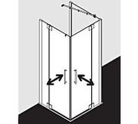 Kermi porte battante d'entrée d' Pasa XP avec panneau fixe PXEPL12020VAK 120x200cm, argent brillant, verre trempé transparent, demi-partie à gauche, sur receveur de douche