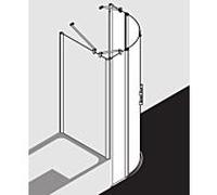 Kermi Porte battante quart de cercle Pega avec panneaux fixes PEP5508020VPK 80x200cm, argent brillant KermiCLEAN, rayon 52 / 55cm