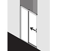 Kermi Porte coulissante Pega en 2 parties. au sol avec panneau fixe PED2L12020VAK 120x200cm, argent brillant, clair TSG, gauche, sur receveur de douche