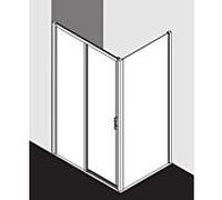 Kermi porte Liga 2 pcs. sans plancher avec champ fixe LID2L11020VAK 106-111x200cm, argent brillant, verre de sécurité trempé, gauche, sur receveur de douche