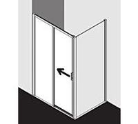 Kermi porte Liga 2 pcs. sans plancher avec panneau fixe LID2L120201PK 116-121x200cm, argent mat brillant, verre de sécurité trempé clair, gauche, sur receveur de douche