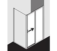 Kermi porte Liga 2 pcs. sans plancher avec champ fixe LID2R14020VPK 136-141x200cm, argent brillant, verre de sécurité trempé clair, à droite, sur receveur de douche