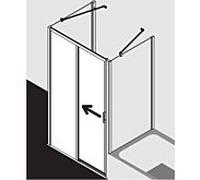 Kermi Liga Porte coulissante, avec élément fixe, pour niche, pour paroi latérale, LID2L115201PK, LID2L