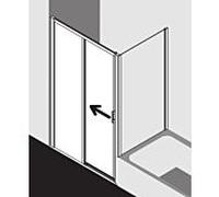 Kermi porte Liga 2 pcs. sans plancher avec champ fixe LID2L150201AK 146-151x200cm, brillant argent mat, verre de sécurité trempé, gauche, sur receveur de douche
