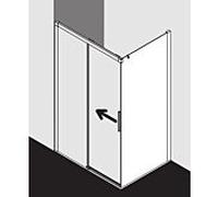 Kermi porte Nica , 2 pièces, avec panneau fixe NID2L16020VPK 160x200cm, argent brillant, verre de sécurité trempé, gauche, sur receveur de douche
