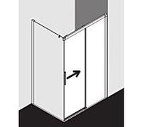 Kermi porte Nica , 2 pièces, avec panneau fixe NID2R12020VPK 120x200cm, argent brillant, verre de sécurité trempé clair, à droite, sur receveur de douche