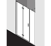 Kermi porte pliante Diga avec panneau fixe en niche DI2OL12020VPK 120x200cm, argent brillant, verre de sécurité trempé clair, gauche