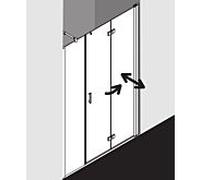 Kermi porte pliante Diga avec panneau fixe en niche DI2OR11018VAK 110x185cm, argent brillant, verre de sécurité trempé, droite