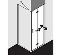 Kermi porte pliante Diga pour panneau latéral DI2SR11018VAK 110x185cm, argent brillant, verre trempé transparent, à droite, sur receveur de douche