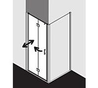 Kermi porte pliante Liga pour panneau latéral LI2SL09018VPK 90x185cm, argent brillant, verre de sécurité trempé clair, gauche, sur receveur de douche