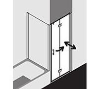 Kermi porte pliante Liga pour paroi latérale LI2SR12018VPK 120x185cm, argent brillant, verre de sécurité trempé transparent, à droite, sur receveur de douche