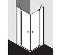 Kermi Raya Entrée d'angle Porte battante en 2 parties avec panneau fixe RAEPR09020VAK 90 x 200 cm, argent brillant, ESG clair, droite, sur receveur de douche