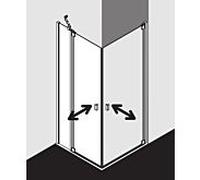 Kermi Raya , porte battante en 2 parties avec panneau fixe RAEPL09020VAK 90 x 200 cm, argent brillant, TSG clair, à gauche, sur receveur de douche
