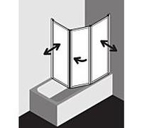 Kermi Vario 2000 mur pliant 2- / 2000 -feuille V2TS2080141AK 79-81.3x140cm, argent mat brillant, TSG clair
