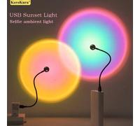 Kerokuru USB coucher de soleil lumière lampe auto photographie lumière LED arc-en-ciel néon veilleuse projecteur photographie mur atmosphère lumière 7 color RGB