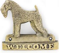 Kerry Blue Terrier - plaque de porte avec chien, plaque de bienvenue en laiton, plaque exceptionnelle avec l'inscription « Welcome » de la marque Art-Dog