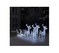 vidaXL Décoration de Noël Rennes et Traîneau Extérieur Eclairage Ornement Lumière Illumination de Noël Salon Intérieur 289980