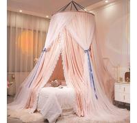 Kertnic Ciel de lit Luxueux pour Filles et Adultes, Grand Rideau de lit élégant Double Couche, Voilage Rond en Dentelle à dôme (étoile)
