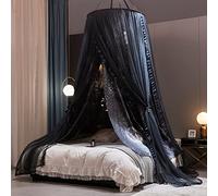 Kertnic Magnifique baldaquin de lit imprimé Lune pour Filles et Adultes, Rideau de lit décoratif Confortable, Rideaux à baldaquin, dôme Rond Luxueux en Dentelle (imprimé Lune)