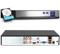 KERUI Magnetoscope DVR Aves 500 GB Disque Dur 4CH 1080P H.265+ Full HD 6-en-1 Hybride XVI AHD TVI CVBS CVI IP pour Camera Exterieure, Enregistreur Numérique de Vidéosurveillance Surveillance 24/7