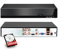 KERUI Magnetoscope DVR Aves 500 GB Disque Dur 4CH 1080P H.265+ Full HD 6-en-1 Hybride XVI AHD TVI CVBS CVI IP pour Camera Exterieure, Enregistreur Numérique de Vidéosurveillance Surveillance 24/7