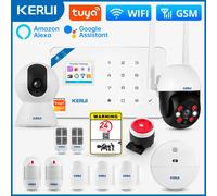 KERUI W181 système d'alarme sécurité maison WIFI GSM alarme Tuya détecteur de mouvement intelligent capteur de porte anti-cambriolage caméra IP travail Alexa Google Alarm System KIT 5