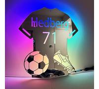 Keruidian Personal Football Jersey Miroir éclairé Lampe LED Numéro Uniforme Veilleuse Veilleuse Décoration de Chambre (30 x 35 cm)