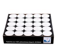 Kerzenfarm Lot de 50 Bougies chauffe-plat 100% stéarine végétale Blanc