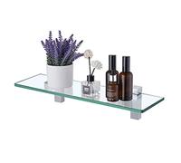 KES Étagère de Salle de Bain Étagère en Verre Tablette 8mm Etagere Douche Murale Rangement 40CM Poli Chromé, BGS3201S40