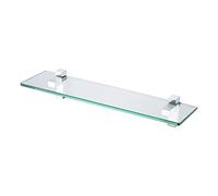 KES Etagere en Verre Salle de Bain Tablette Douche Murale Rectangulaire 8MM Verre Trempe avec Support en Brossé 50CM, BGS3201