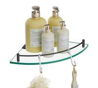 KES Étagère Murale Salle de Bain Tablette Verre Douche Étagère d'angle Murale Étagère d'angle de Douche Acier Inoxydable SUS 304 Noir Mat, BGS2101A-BK