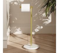 KES Porte Papier Toilette sur Pied Porte Rouleau Papier Dérouleur Salle de Bain avec Base en Marbre Blanc Acier Inoxydable SUS304 Or Brossé, BPH284S1-BZ