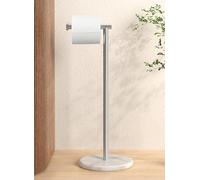 KES Porte Rouleau Papier Toilette sur Pied Dérouleur Porte Papier Toilette sur Pied Salle de Bain avec Base en Marbre Blanc Moderne Acier Inoxydable SUS304 Fini Brossé, BPH284S1-2