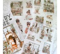 Kesari 20 Feuilles Autocollants Scrapbooking Fleurs Personnages Pour Bullet Journal,Journal DIY Et Peinture(Art Gallery)