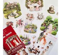 Kesari Lot de 20 feuilles d'accessoires de scrapbooking, autocollants pour scrapbooking - Figurines littéraires classiques - Décoration pour accessoires de journal, album photo (Austin's Garden)