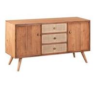 KESIAH - Buffet 2 portes 3 tiroirs en acacia finition teinté teck avec plaquage cannage - ASCOT Marron G